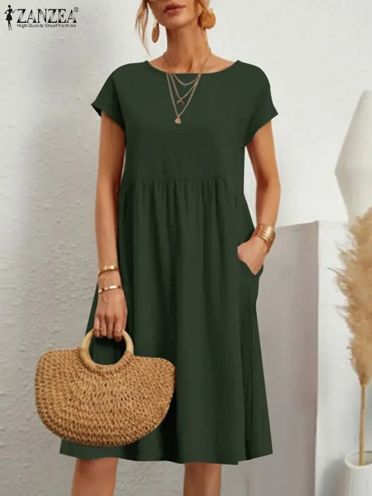 ZANZEA Summer Fashion Solid Sundress Women Elegant Party Vestido Femme Casual Work Robe Short Sleeve Knee-length Dress 2023
ZANZEA Summer Fashion Solid Sundress Women Elegant Party Vestido Femme Casual Work Robe Short Sleeve Knee-length Dress 2023