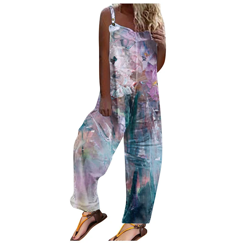 Fashion Sleeveless Sling Loose Jumpsuit For Women Elegant Elegant Summer Beach Clothes Causal Print Straight Wide Leg Jumpsuit
Fashion Sleeveless Sling Loose Jumpsuit For Women Elegant Elegant Summer Beach Clothes Causal Print Straight Wide Leg Jumpsuit