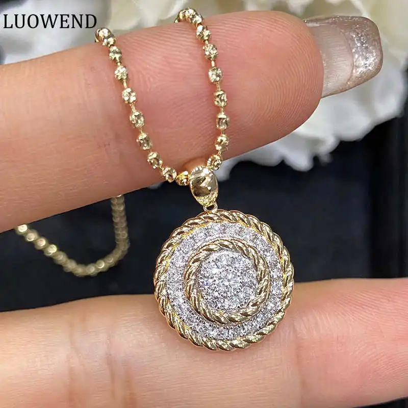 LUOWEND 18K Yellow Gold Necklace Real Natural Diamond pendant Fashion Double Layer Design Jewelry for Women Holiday Gift
LUOWEND 18K Yellow Gold Necklace Real Natural Diamond pendant Fashion Double Layer Design Jewelry for Women Holiday Gift