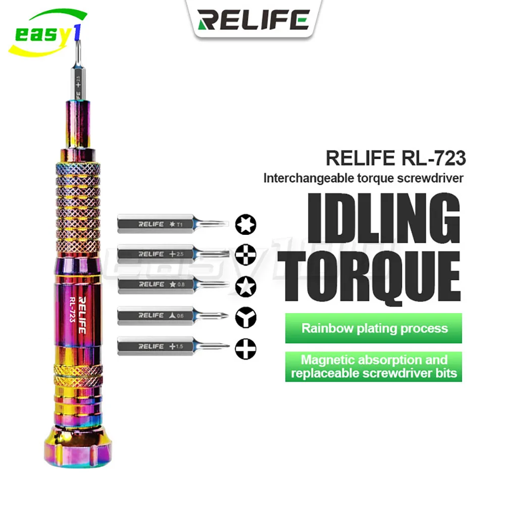 RELIFE RL-723 5 in 1 Screwdriver With 5 Bits Magnetic Replacement Bit for Mobile Phones and Electronic Devices Repair
RELIFE RL-723 5 in 1 Screwdriver With 5 Bits Magnetic Replacement Bit for Mobile Phones and Electronic Devices Repair