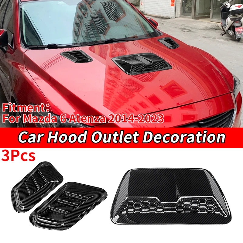

New Car Air Flow Intake Hood Scoop Vent Bonnet Decorative Auto Carbon Fiber Exterior Accessories For Mazda 6 Atenza 2014-2023