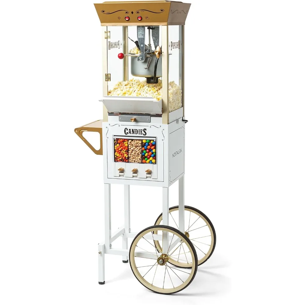 

Cart With 8 Oz Kettle Makes Up to 32 Cups - Vintage Popcorn Machine Movie Theater Style - Ivory