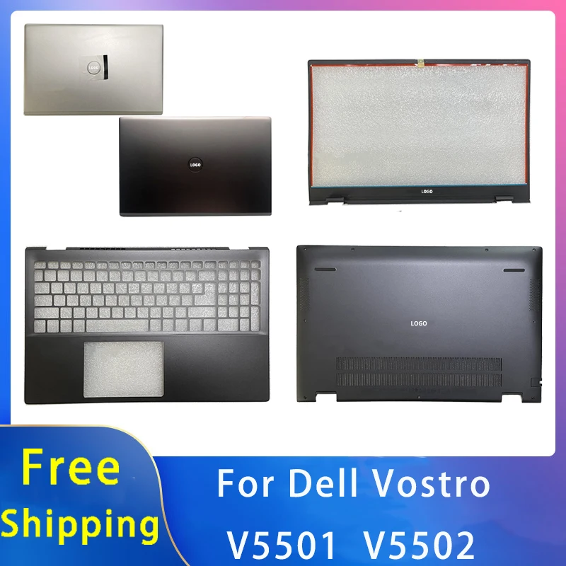 

New For Dell Vostro V5501 V5502 Replacemen Laptop Accessories Lcd Back Cover/Palmrest/Bottom With LOGO Silvery/ Black Gray