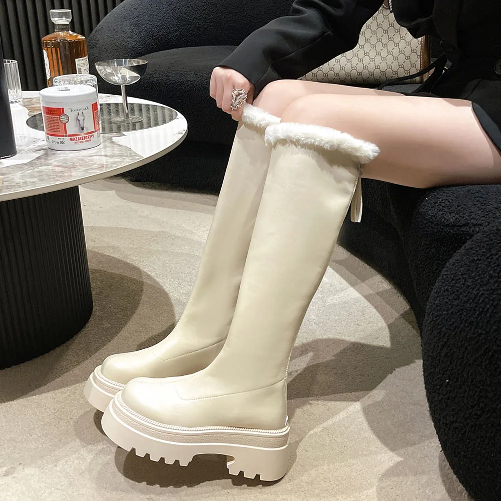 

Lapolaka Winter Boots For Women Platform Warm Plush Snow Boots Waterproof Knee-high Boots Fashion Women Shoes Big Size 40