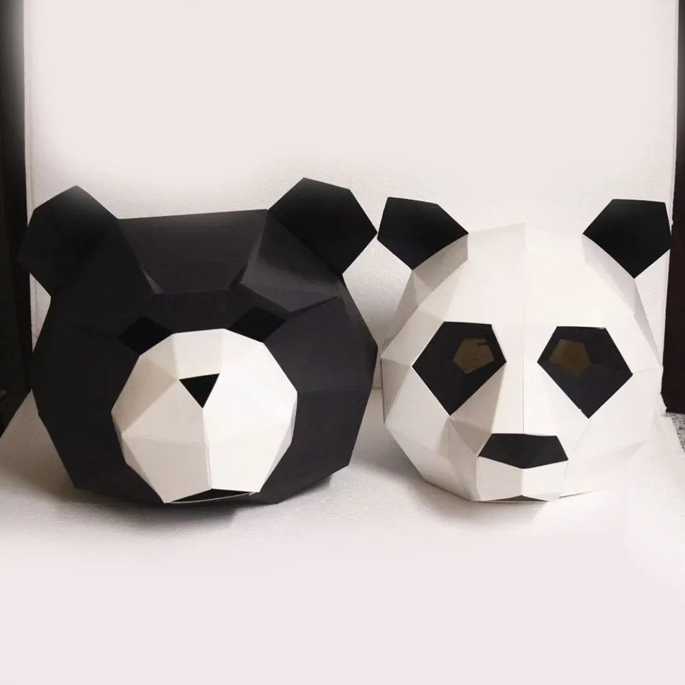 

Cosplay Masks Halloween Party Mask Supplies Panda Bear Costume Head Hood 3D Paper Model DIY Cartoon Handmade Face Cosplay Toys