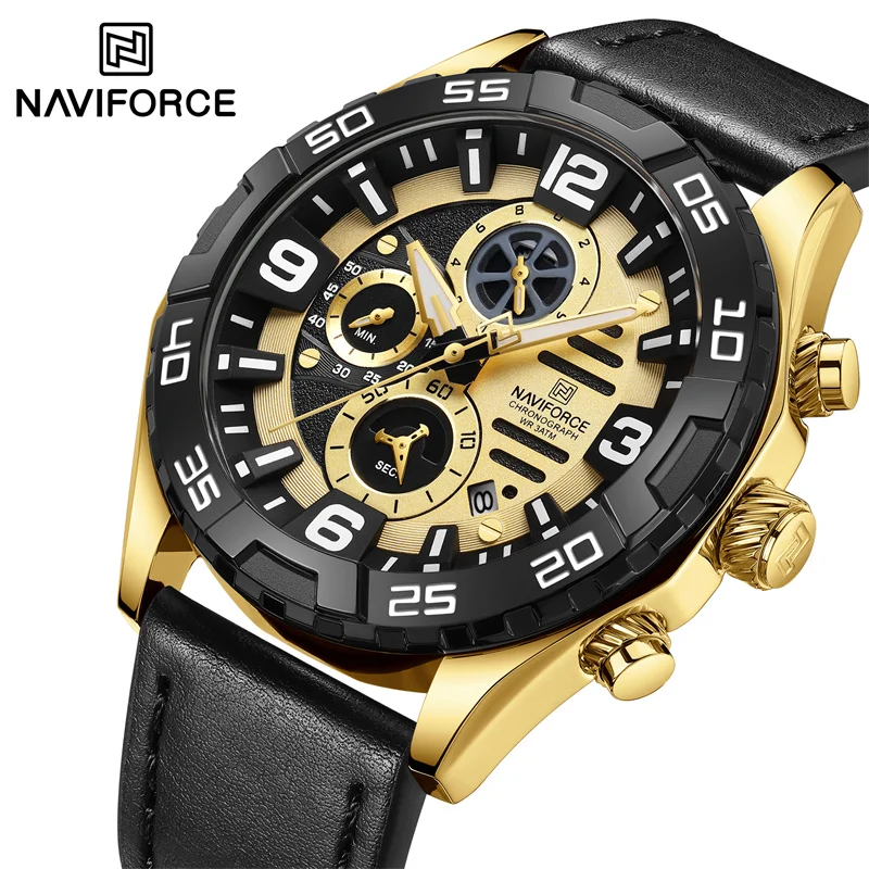 

NAVIFORCE Brand Luxury Men Watch Waterproof Luminous Chronograph Sport Leather Strap Date Quartz Wristwatches Relogio Masculino
