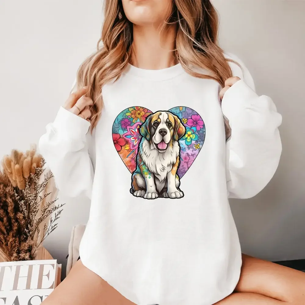 Толстовки с капюшоном Бернар собачка женские осенние модные свитшоты Повседневная Уличная одежда с круглым вырезом и длинным рукавом женская зимняя одежда 
Толстовки с капюшоном Бернар собачка женские осенние модные свитшоты Повседневная Уличная одежда с круглым вырезом и длинным рукавом женская зимняя одежда