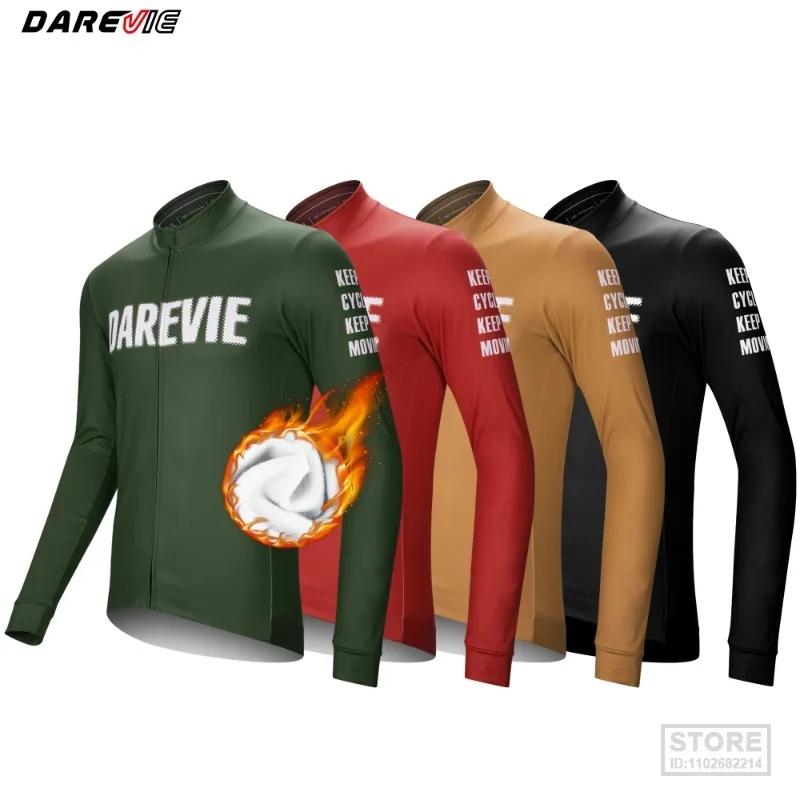 

DAREVIE Cycling Jersey Winter Thermal Fleece Italian Quality Men Longsleeve Warm Soft Brushed 2024 Pro Breathable