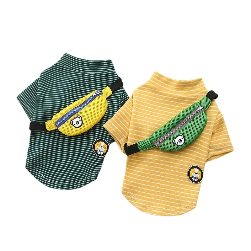 

Japanese and Korean Version of Autumn Clothes New Dog Backpack Striped T-shirt Teddy Pet Clothing