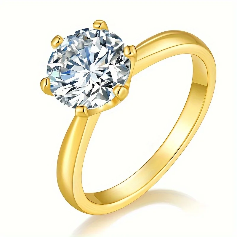 

Juzuan 1/2/3/5ct Moissanite Ring 18K Gold Plated Engagement Rings Suitable For Banquet Party Festival Anniversary Gift