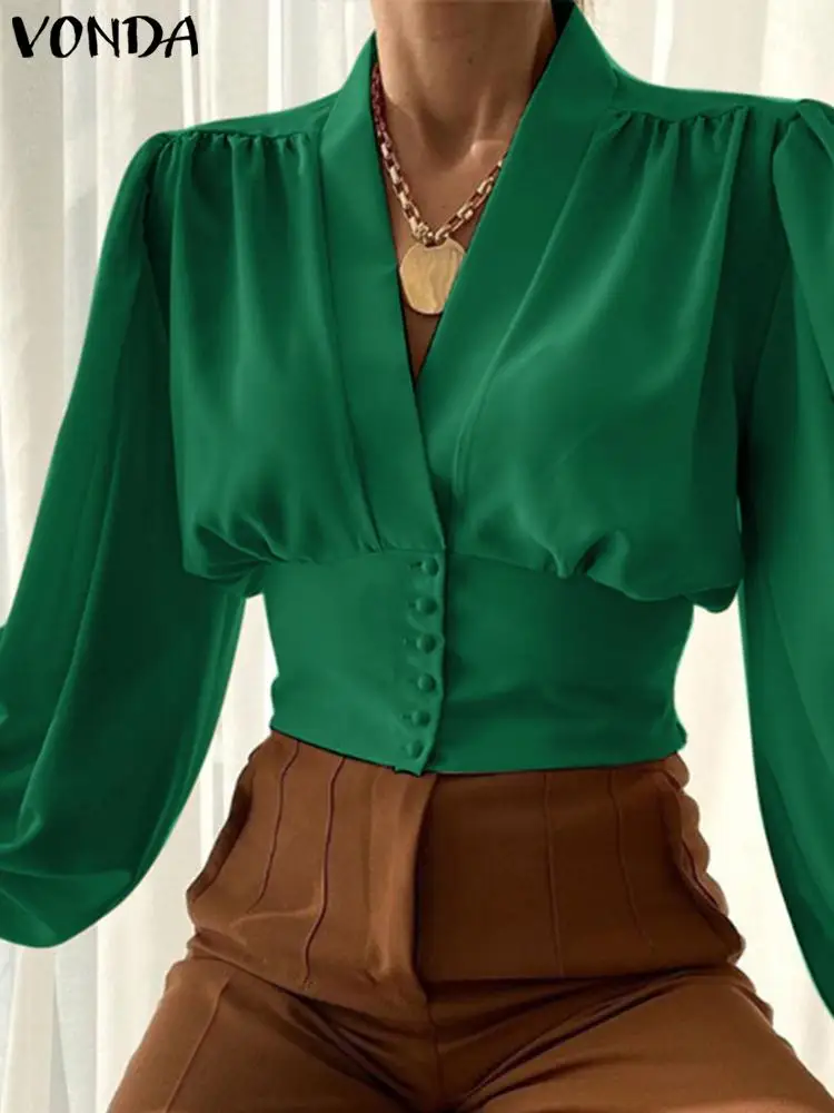VONDA Autumn Shirts 2023 Women Elegant Blouse Sexy V Neck Party Office Fashion Tops Long Lantern Sleeve Solid Color Blusas Femme
VONDA Autumn Shirts 2023 Women Elegant Blouse Sexy V Neck Party Office Fashion Tops Long Lantern Sleeve Solid Color Blusas Femme