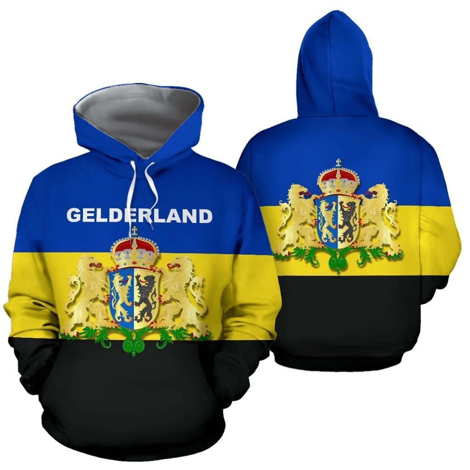 

HX Gelderland Hoodies Fashion Mens Sweatshirts National Regional Flag Printed Coats Casual Pullovers Dropshipping