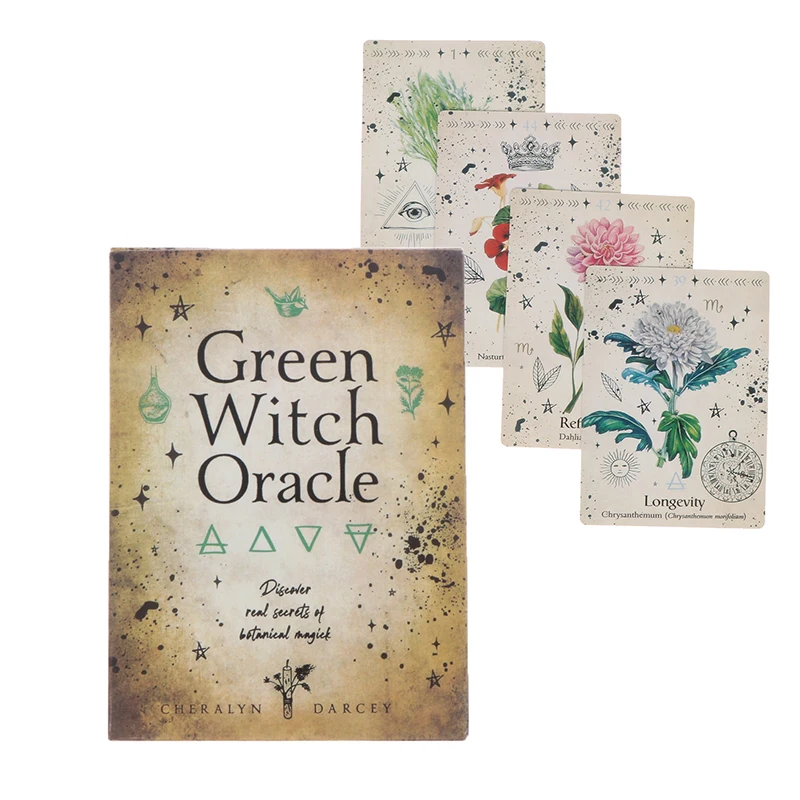 

44Pcs/Box Green Witch Oracle Cards Tarot Cards Deck Card Game Board Game Divination Fate Prophecy Divination Deck Family Party