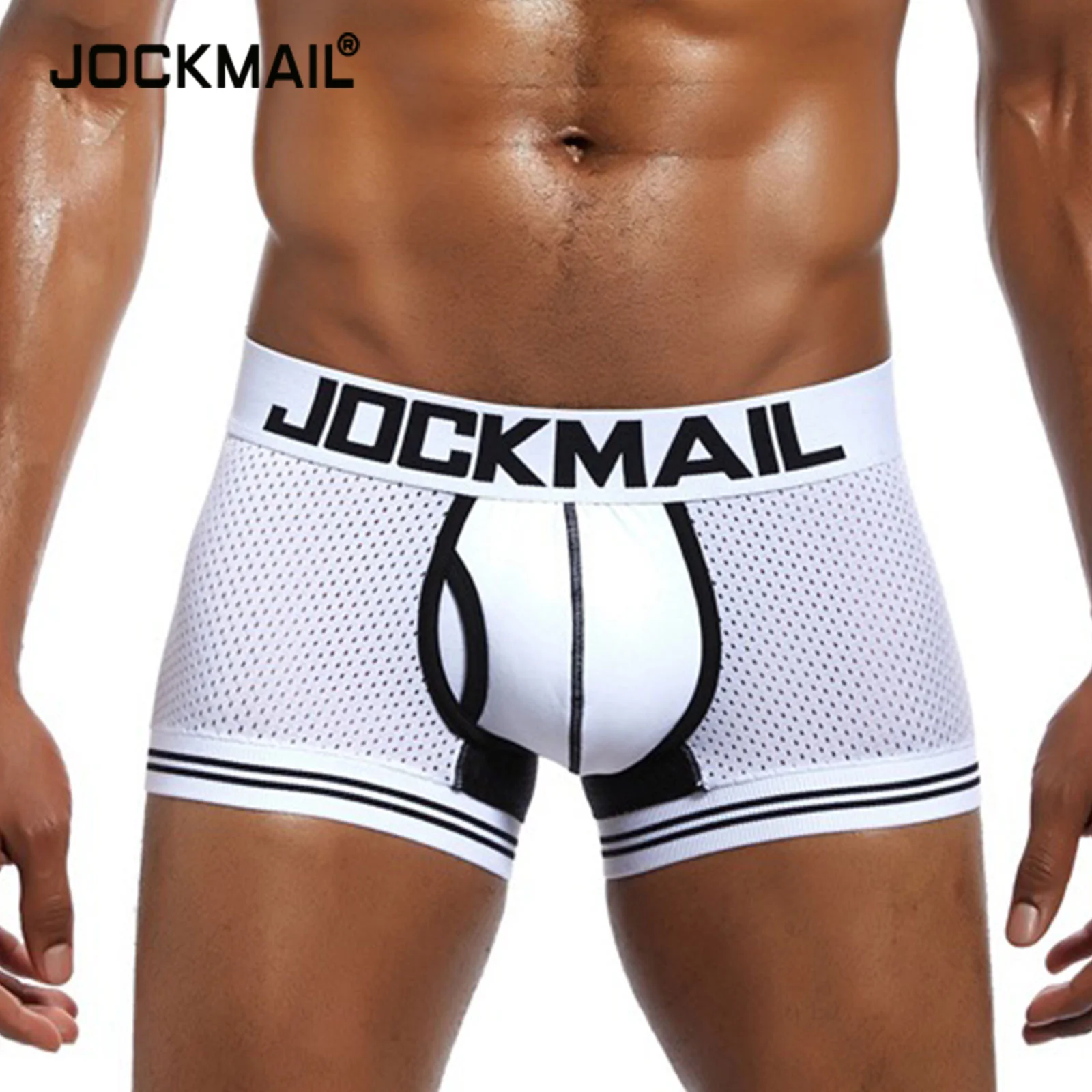 

JOCKMAIL Men's Mesh Splicing Boxer Pants Men Sport Underwear Breathable Underpants Male Soft Panties Comfortable Brief Cuecas