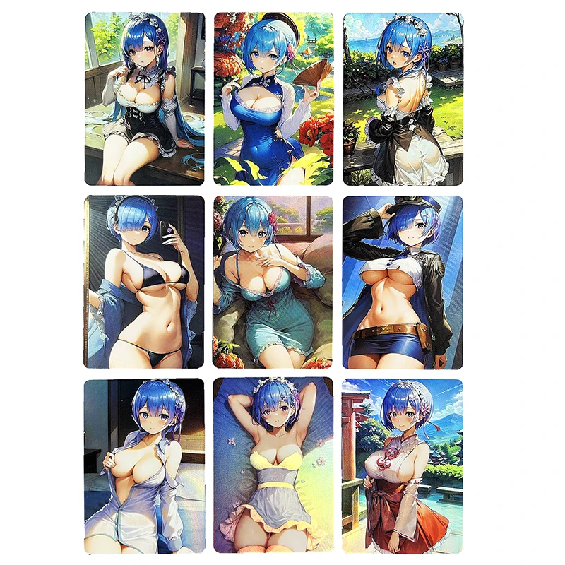 

9pcs/set Re:Life in a different world from zero Rem DIY Self-made Color Flash Card ACG Anime Game Collection Cards Gift Toys