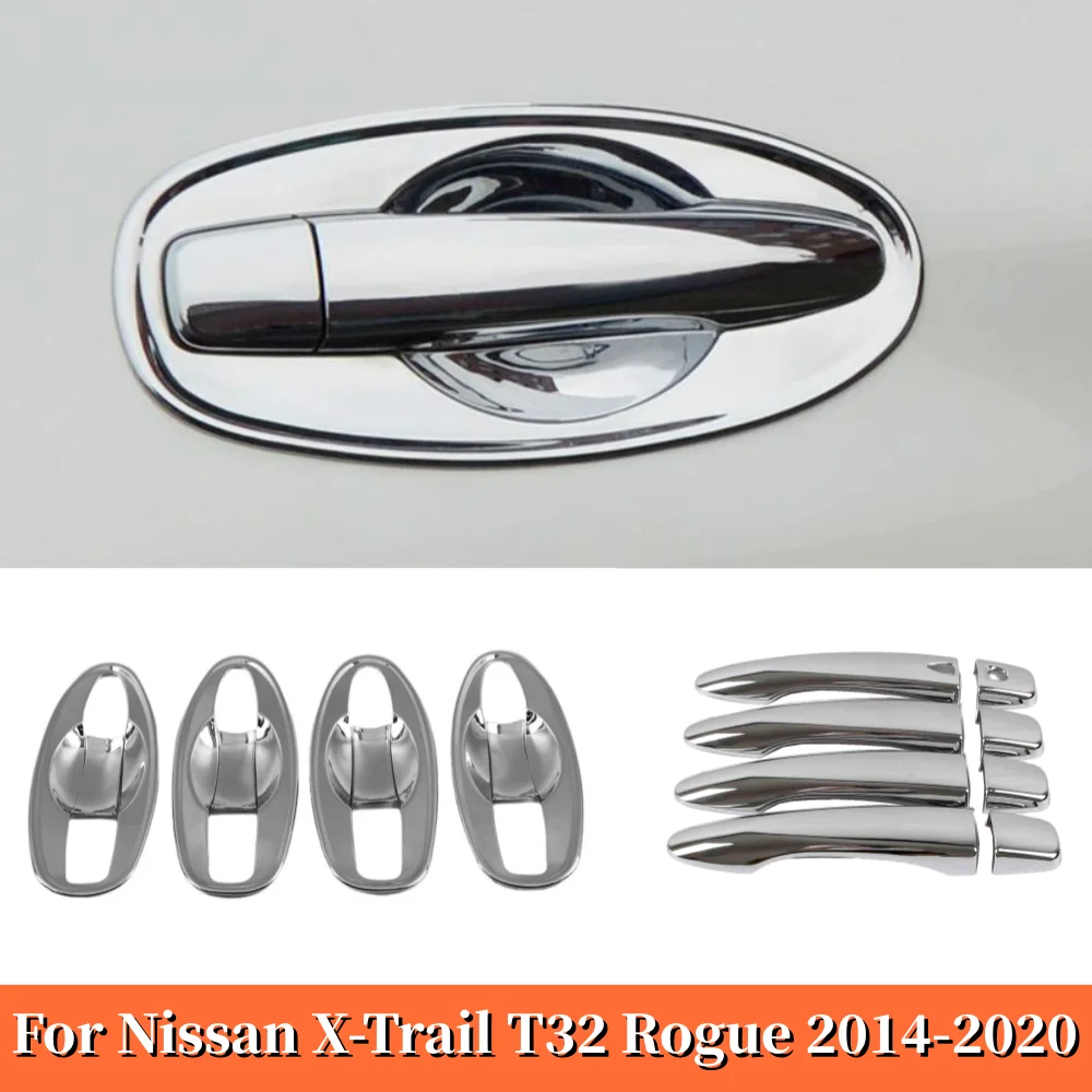 

ABS Plastic Chrome Car Door protector handle Bowl Cover Trims For Nissan X-Trail T32 Rogue 2014-2017 2018 2019 2020 Accessories