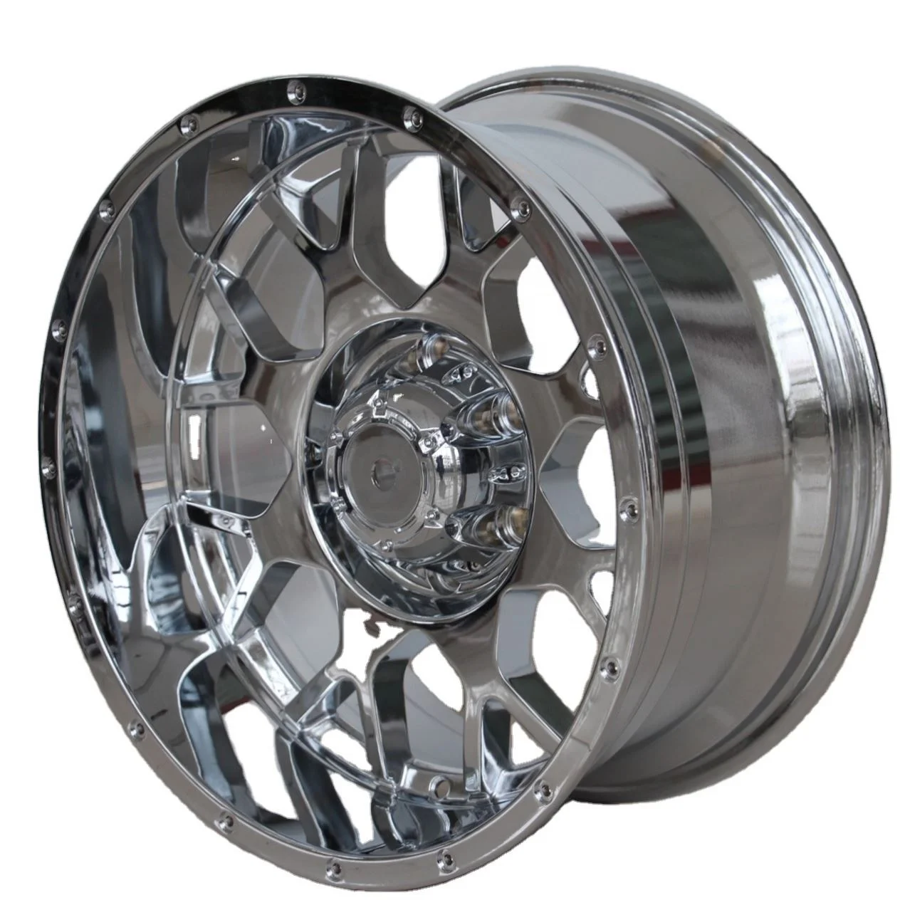 

2024Y.Deep Dish Chrome Silver Off-Road 4X4 Alloy Wheel Rims for 17 18 20 Inch 22Inch *12J 5*114.3~150 6*114.3~150 8*165~180