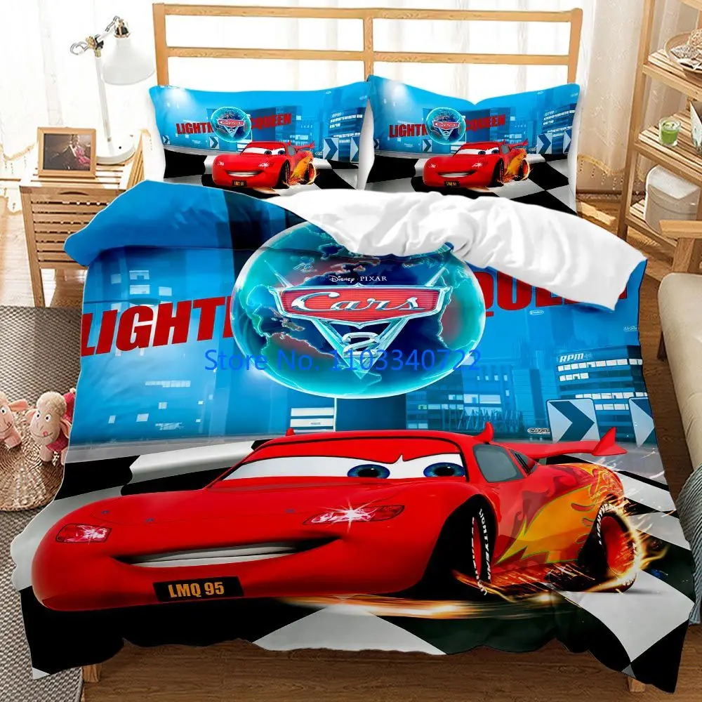 

Cartoon Fast Lightning McQueen Car Duvet Cover Sets Bedding Sets Polyester Digital Printing Quilt Cover Bedclothes Boys Gift