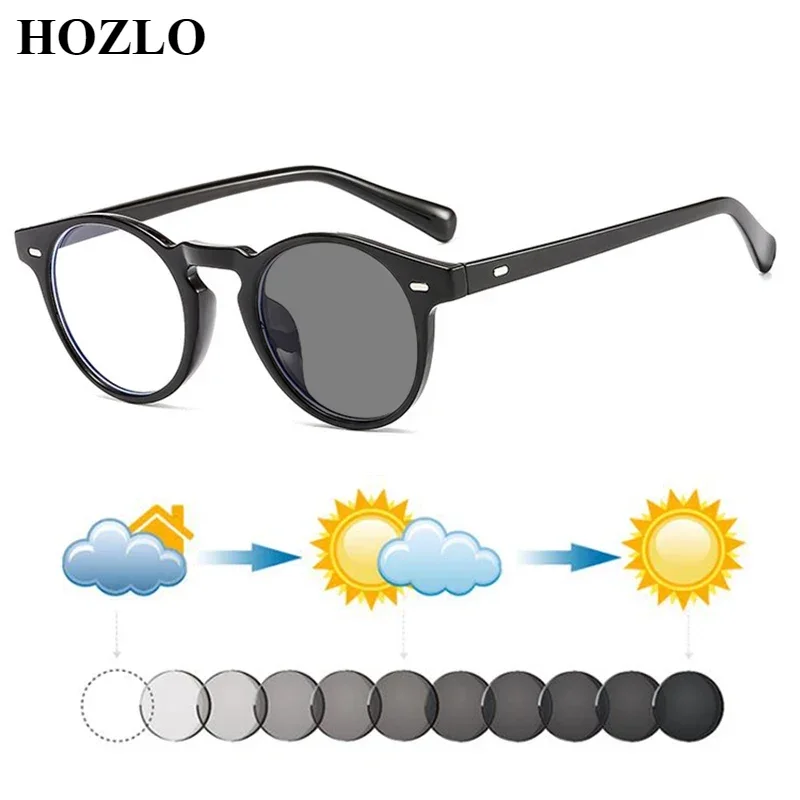 

Retro Rivets Photochromic Myopia Sunglasses for Women Men Driving Travel Dark Glasses Nearsighted Shortsighted Eyeglasses 0~-6.0