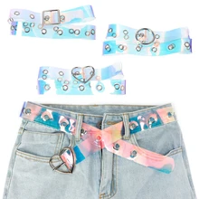 2022 New Laser Women Belt PVC Holographic Clear Waist Belts Metal Love Heart Round Square Pin Buckle Ladies Jeans Luxury Brand
2022 New Laser Women Belt PVC Holographic Clear Waist Belts Metal Love Heart Round Square Pin Buckle Ladies Jeans Luxury Brand