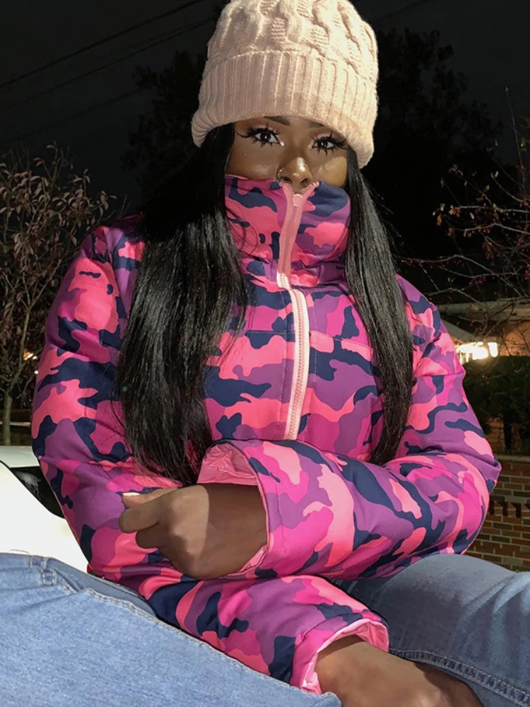 Pink Cropped Jacket Casual Double Sided Wearable Lapel Camouflage Print Warm Cotton Padded Coat 2023 Autumn Winter Women Clothes 
Pink Cropped Jacket Casual Double Sided Wearable Lapel Camouflage Print Warm Cotton Padded Coat 2023 Autumn Winter Women Clothes