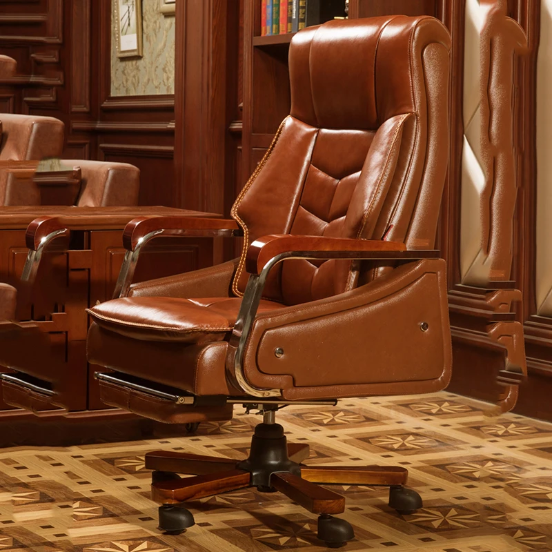 

Leather Nordic Recliner Chair Mobile Massage Office Ergonomic Chairs Gaming Computer Boss Cadeira Gamer Home Furniture WWH25XP