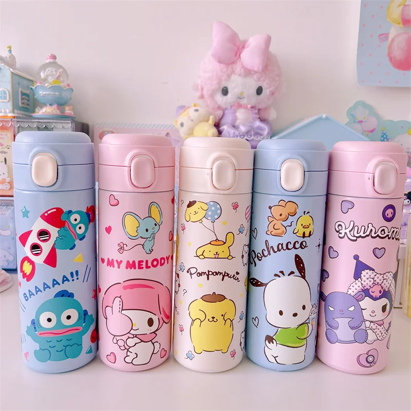 

420ML Sanrio HelloKitty Water Cup Kawaii My Melody Thermos Cups Anime Cartoon Kuromi Juice Cup Insulated Water Bottle Kid Gifts