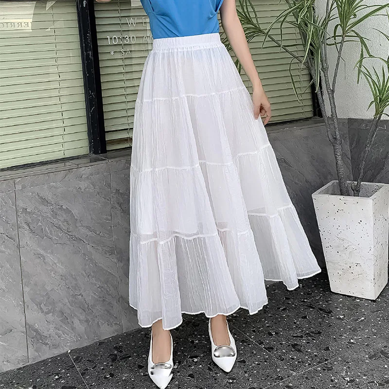 Fashionable Maxi Long Skirt for Women 2024 New Summer Elegant Mid Pleated Skirt White All-match A Line High Waist Skirt Female
Fashionable Maxi Long Skirt for Women 2024 New Summer Elegant Mid Pleated Skirt White All-match A Line High Waist Skirt Female