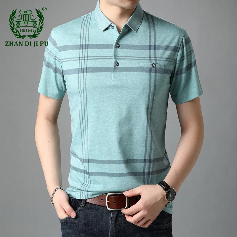 Brand Men's Polo Shirts Striped Solid Color Tees Turn Down Collar Summer Casual Breathable Short Sleeve T Shirt Middle-aged Male
Brand Men's Polo Shirts Striped Solid Color Tees Turn Down Collar Summer Casual Breathable Short Sleeve T Shirt Middle-aged Male