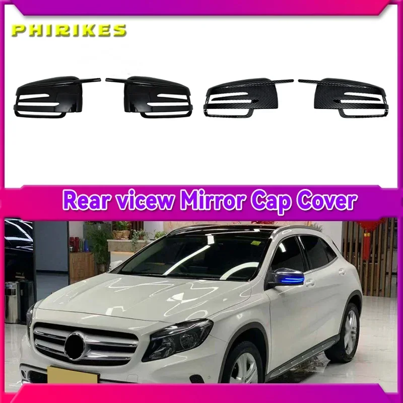 

1 Pair Car Decal Rearview Mirror Cover Cap For Mercedes Benz W204 C207 W212 W221 Exterior Black ABS Car L+R Side Mirror Covers