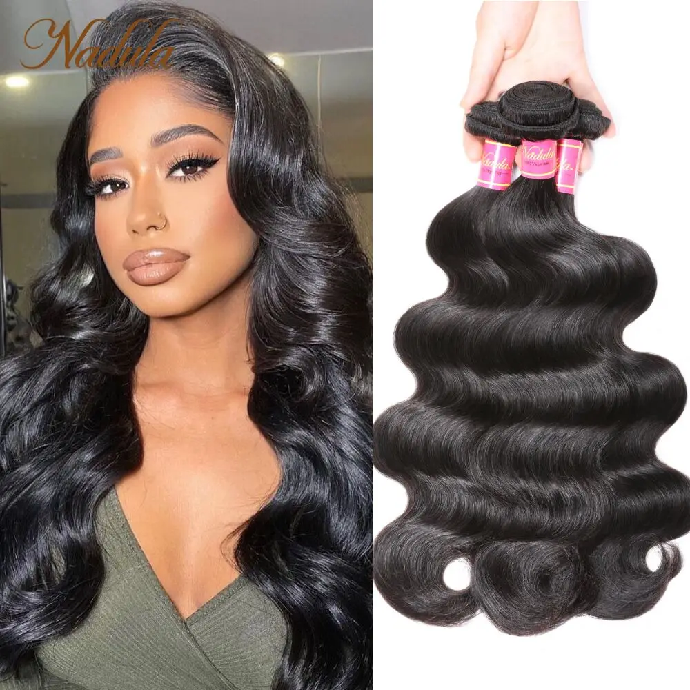 

Nadula Hair Indian Body Wave Hair Weaves 100% Human Hair Products Remy Hair Extensions Natural Color Can Mix Bundles