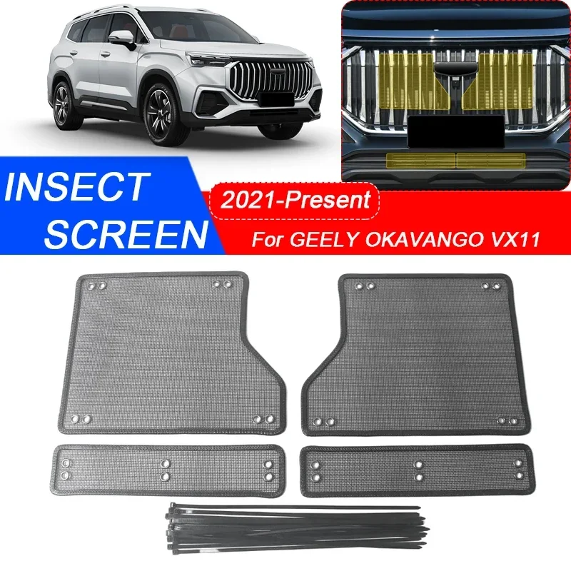 

4PCS For GEELY OKAVANGO VX11 2021-2025 Car Insect-proof Air Inlet Protection Cover Airin Insert Net Vent Racing Grill Filter
