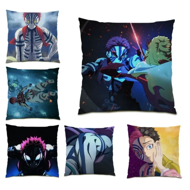 

Demon Slayer Pillowcase Akaza Anime Cushion Cover 45x45 Cartoon Character Pillow Cover for Anime Fans Home Decor Bedroom F0138
