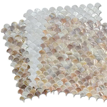 물고기 비늘 모자이크 타일 시트 크기 벽 스티커, 천연 쉘 타일, 인테리어 장식, 욕실 주방 벽 타일, 30x30 cm
