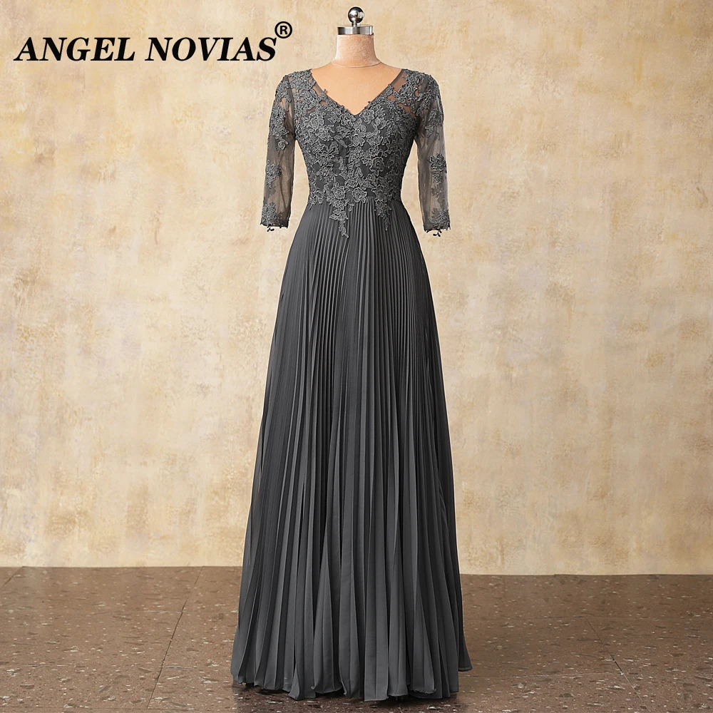 Real Picture Long Grey Mother of the Bride Dresses with Half Sleeves Chiffon Wedding Party Dress Vestidos De Fiesta
Real Picture Long Grey Mother of the Bride Dresses with Half Sleeves Chiffon Wedding Party Dress Vestidos De Fiesta