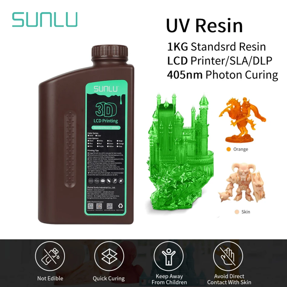 SUNLU UV Resin Liquid 405nm 1KG LCD Printer Photon Curing Good Precision Smooth Surface Low Odor Model Garage Kits Printing
SUNLU UV Resin Liquid 405nm 1KG LCD Printer Photon Curing Good Precision Smooth Surface Low Odor Model Garage Kits Printing