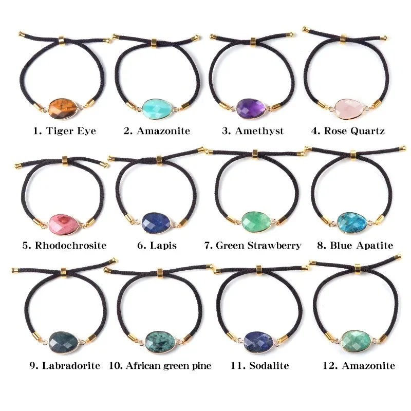 10pcs Hemmed Sectioned Irregular Oval Stone Charms Bracelet Amethysts Lapis Blue Quartz Adjustable Cord Wristband Gifts Jewelry
10pcs Hemmed Sectioned Irregular Oval Stone Charms Bracelet Amethysts Lapis Blue Quartz Adjustable Cord Wristband Gifts Jewelry