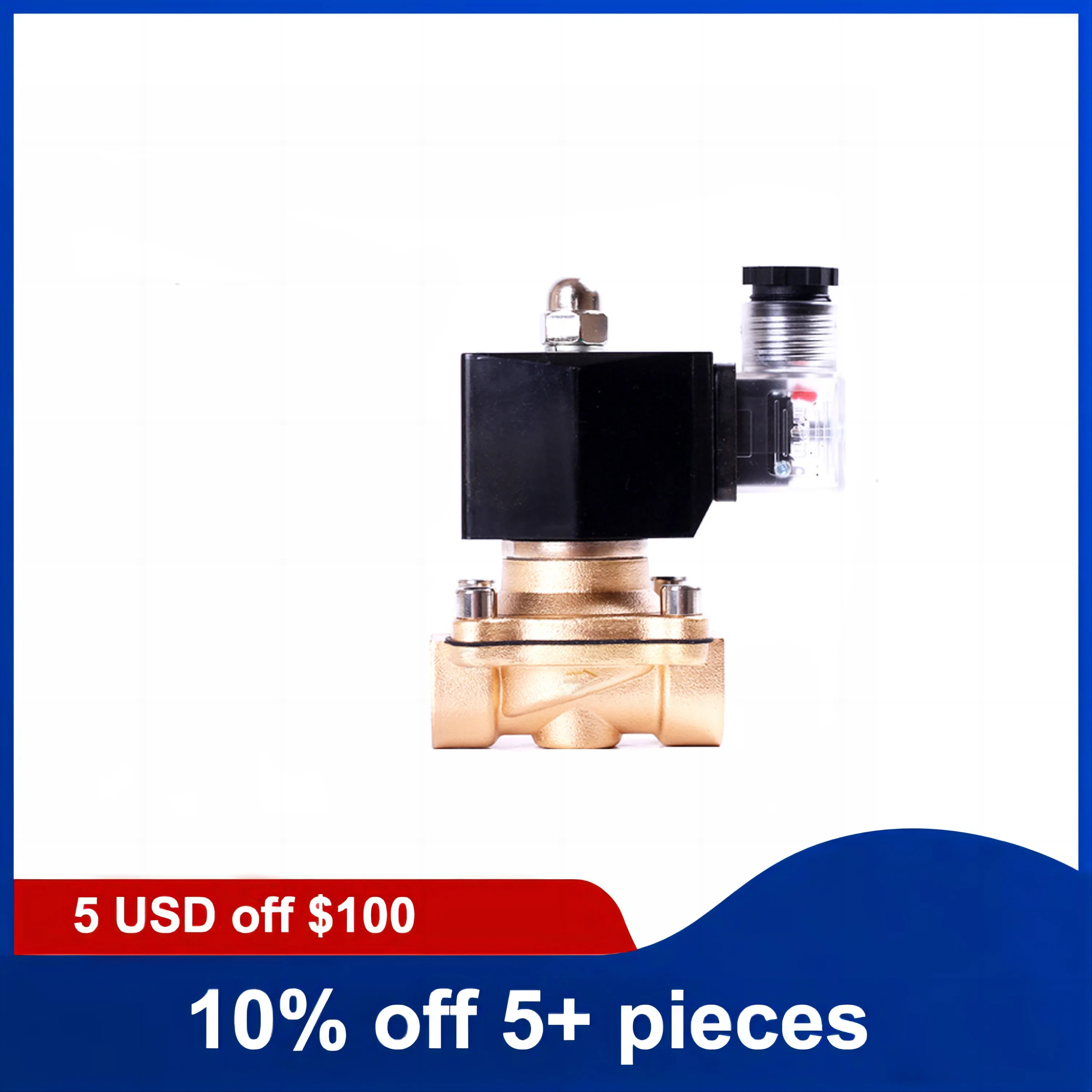 

1/2 inch Brass Normally Closed Solenoid Valve 220V 12V 24V Direct Acting Solenoid Valve with LED Light