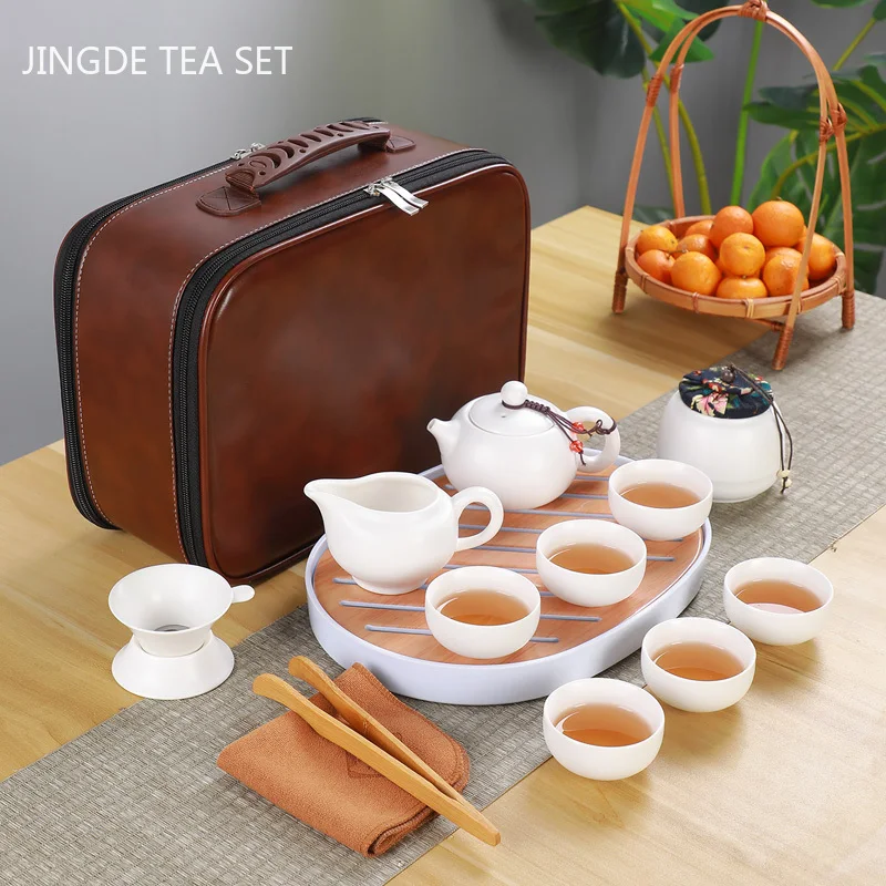 

Керамический чайник, один чайник, шесть чашек, уличный дорожный чайник и Набор чашек, тоут, пакет, китайский чайный набор, деловой подарок, Женская чайная посуда