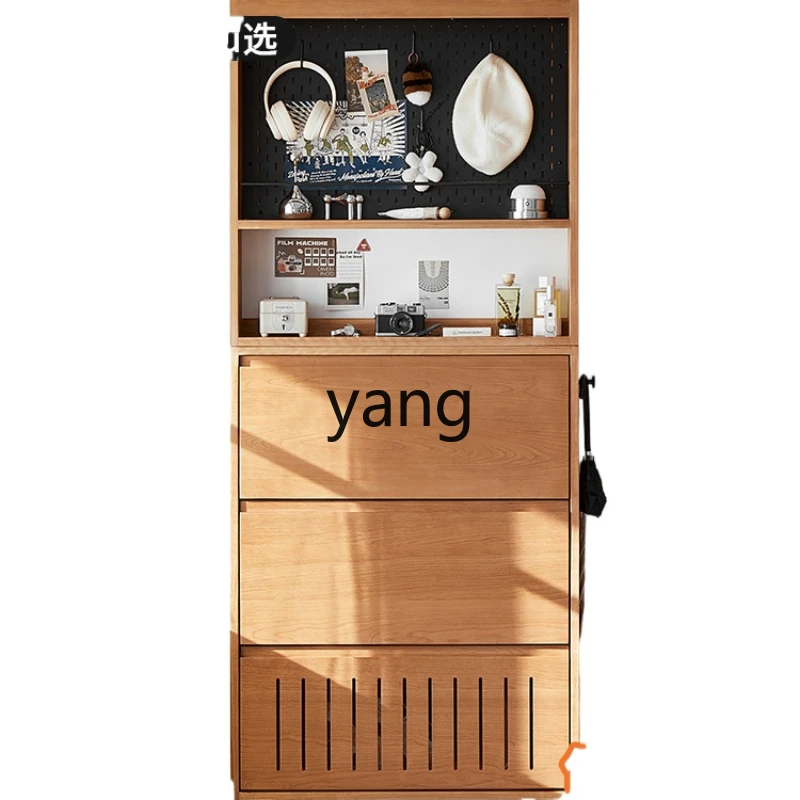 

LXL Furniture Solid Wood Shoe Cabinet Extremely Narrow Ultra-Thin Cherrywood Household Entrance