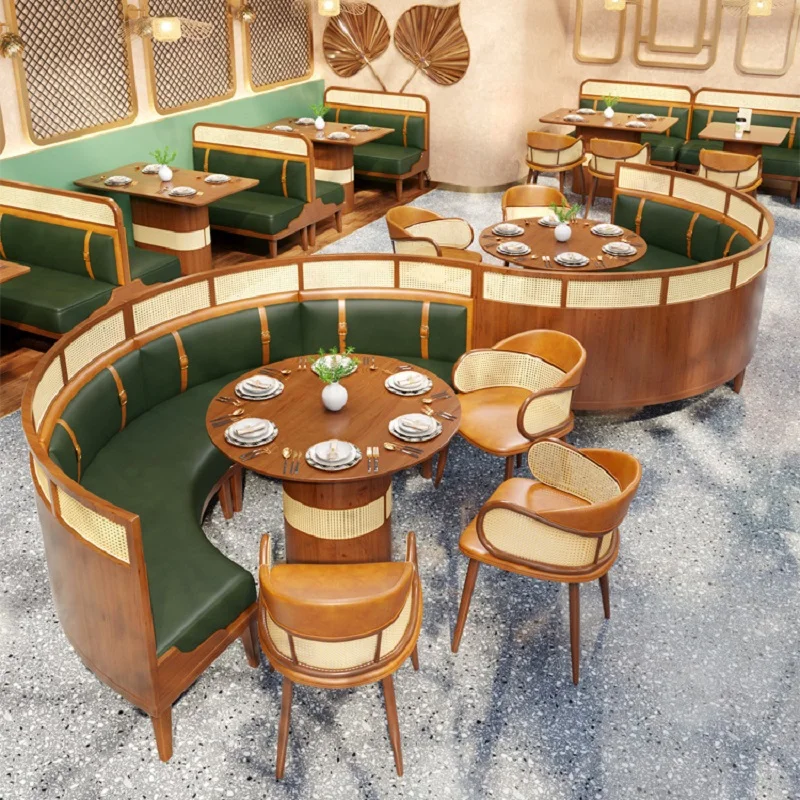 luxury creative rattan solid wood high grade booth sofa restaurant semi-circle booth coffee shop restaurant table and chair
luxury creative rattan solid wood high grade booth sofa restaurant semi-circle booth coffee shop restaurant table and chair