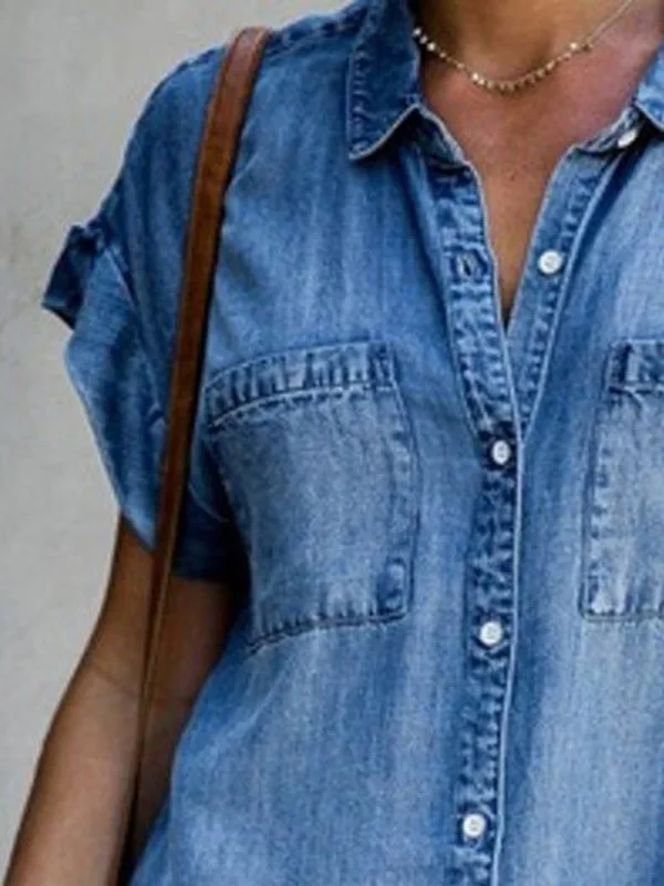 Summer New Single Breasted Denim Shirt Dress Women's Casual Loose Pocket Simple Retro Commuter Female Office Denim Short Skirt 5 Mallzona S2350b6b395e045d1aaff2acc4c427dc9C Summer New Single Breasted Denim Shirt Dress Women's Casual Loose Pocket Simple Retro Commuter Female Office Denim Short Skirt Mallzona