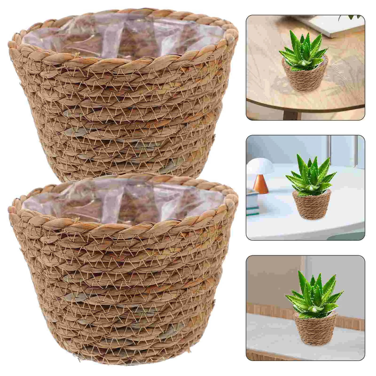 Seagrass Planter Basket 2Pcs Hand Woven Plant Flower Pots Cover Plastic Liners Straw Flower Pot
Seagrass Planter Basket 2Pcs Hand Woven Plant Flower Pots Cover Plastic Liners Straw Flower Pot