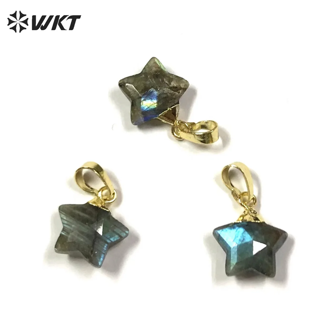 

WT-P1794 WKT New Design Tiny Star Pendant Natural Gemstones Lady Jewelry Gold Plated Labradorite Star Stone Charming Pendant