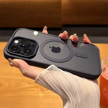 럭셔리 마그네틱 무선 충전 맥세이프 케이스, 아이폰 15, 14 플러스, 13, 12, 11 프로 맥스, 충격 방지 소프트 투명 범퍼 커버 상품 이미지