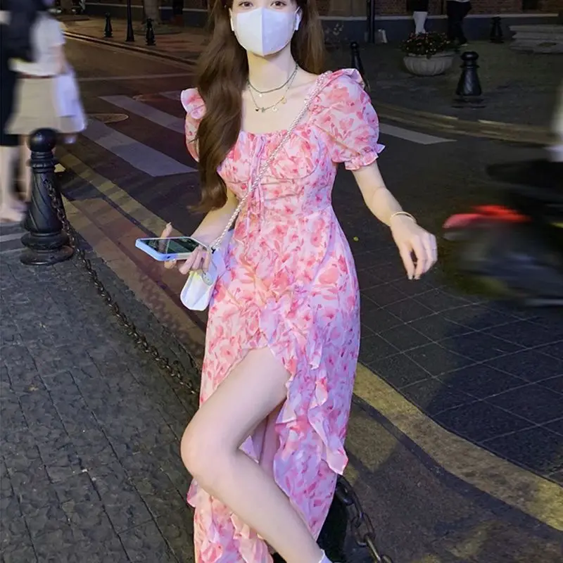 Summer Print Floral Chiffon Long Dress Casual Elegant Short Sleeve Fairy Dresses For Women Clothing Fashion Party Collect Waist
Summer Print Floral Chiffon Long Dress Casual Elegant Short Sleeve Fairy Dresses For Women Clothing Fashion Party Collect Waist