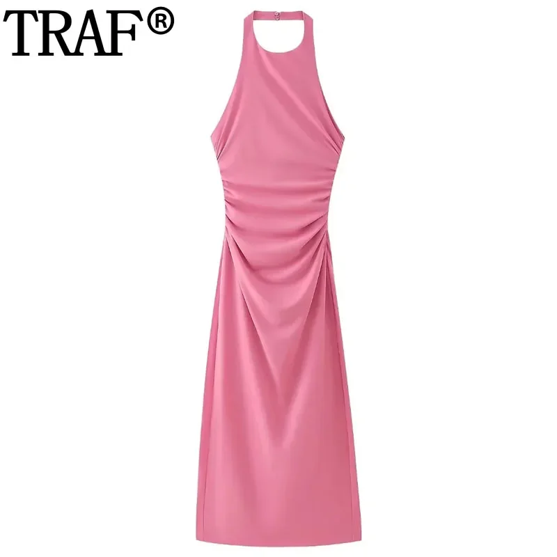 TRAF Off Shoulder Halter Long Dresses Women Ruched Pink Midi Dress Woman Knot Backless Party Dresses Bodycon Sexy Summer Dresses
TRAF Off Shoulder Halter Long Dresses Women Ruched Pink Midi Dress Woman Knot Backless Party Dresses Bodycon Sexy Summer Dresses