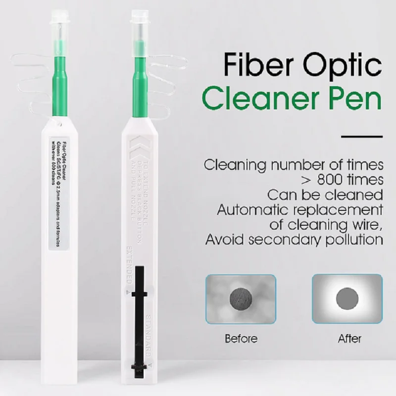 

5 PCS 1.25mm 2.5mm LC SC FC ST One Click Optic Fiber Cleaner Pen Connectors Adapters and Ferrules 800 times Cleaning