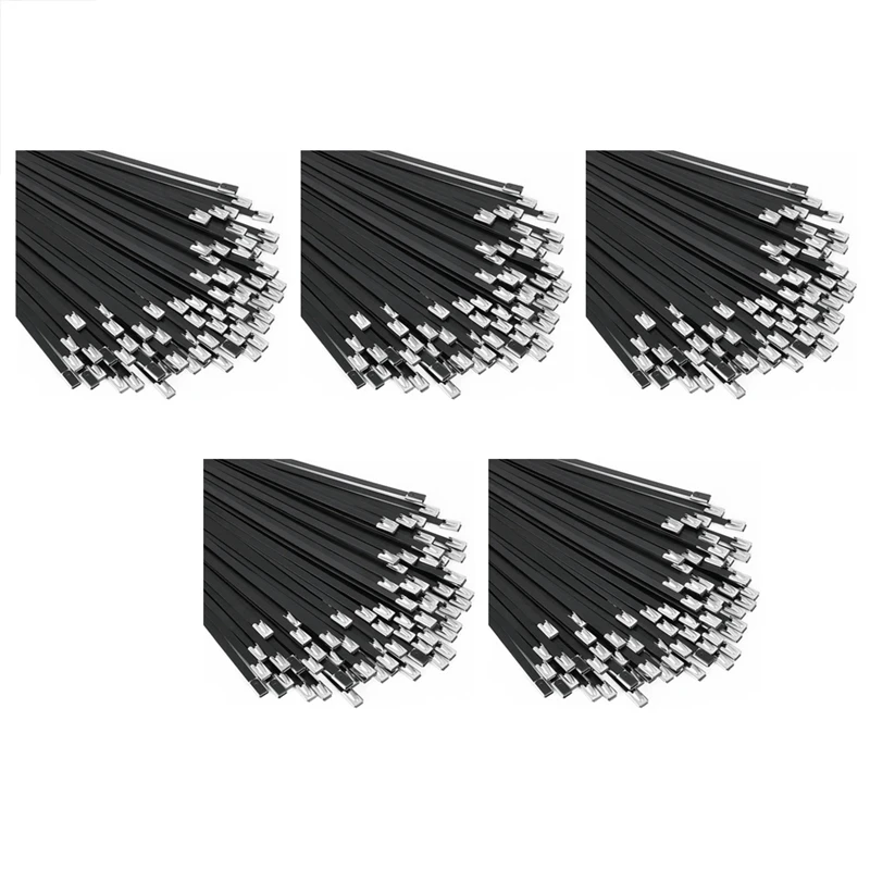 

Metal Zip Ties Black 500Pcs 11.8 Inch 304 Stainless Steel Epoxy Coated Cable Tie For Machinery, Vehicles, Farms, Cables