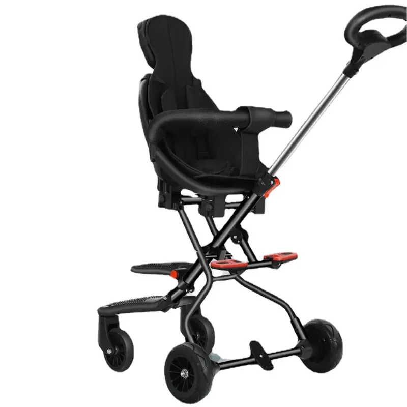 

Lightweight Stroller Reversible Pushchair Baby Pram Trolley with Canopy Four Wheels Stroller Foldable Travel Toddler Stroller